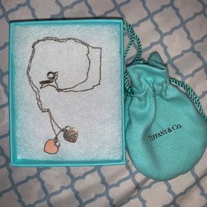 Used Tiffnay & Co. mini double heart tag pendant